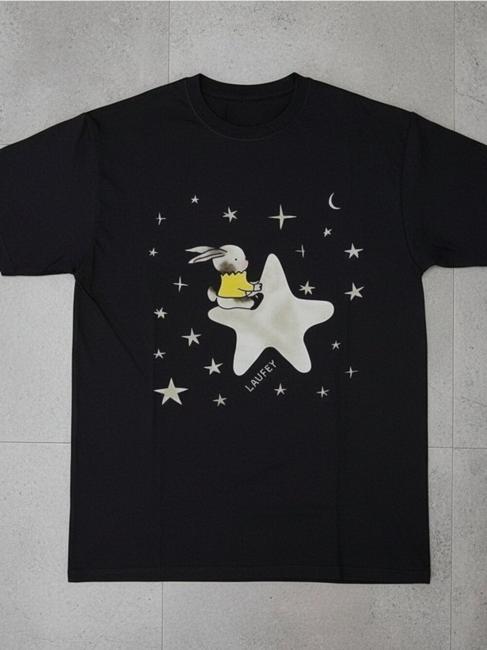 Cute Bunny Star Graphic T-Shirt – Kawaii Animal Tee, Celestial Oversized Shirt,